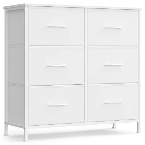 SONGMICS fiókos szekrény 6 fiókkal acél MDF fehér