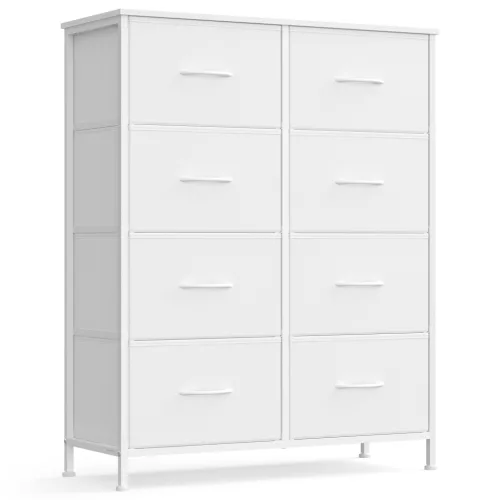 SONGMICS fiókos szekrény 8 fiókkal acél MDF fehér