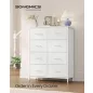 SONGMICS fiókos szekrény 8 fiókkal acél MDF fehér