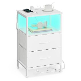   SONGMICS BELLAH LGS302WH03 éjjeliszekrény töltőállomással LED világítással felhőfehér