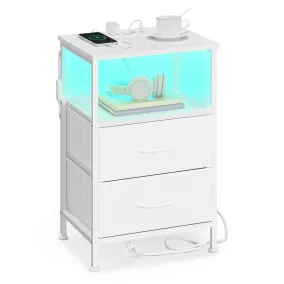   SONGMICS BELLAH LGS302WH03 éjjeliszekrény töltőállomással LED világítással felhőfehér