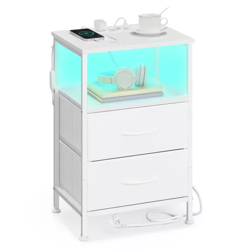 SONGMICS BELLAH LGS302WH03 éjjeliszekrény töltőállomással LED világítással felhőfehér