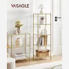 VASAGLE Luxus 5-Szintes Üvegpolc Arany Acélvázzal