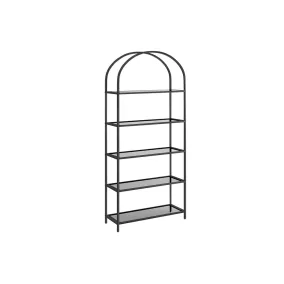 VASAGLE Ívelt Üvegpolcos Állvány Fekete-Szürke