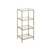 VASAGLE Arany Üvegpolcos Állvány 4-Szintes Minimál Tárolóegység