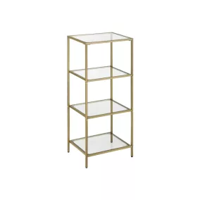  VASAGLE Arany Üvegpolcos Állvány 4-Szintes Minimál Tárolóegység