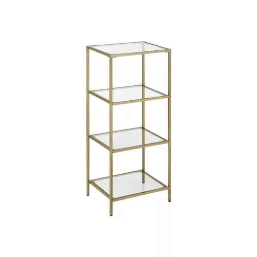 VASAGLE Arany Üvegpolcos Állvány 4-Szintes Minimál Tárolóegység