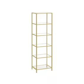 VASAGLE Elegance 6-Szintes Üvegpolc Arany Acélvázzal