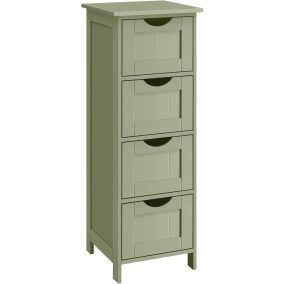   VASAGLE Modern Fürdőszobai Szekrény 4 Fiókos Babérzöld MDF