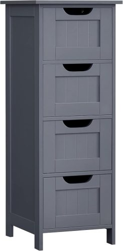 VASAGLE Modern Fürdőszobai Állószekrény 4 Fiókos Szürke MDF