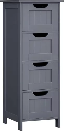 VASAGLE Modern Fürdőszobai Állószekrény 4 Fiókos Szürke MDF