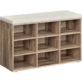   VASAGLE Előszobai Cipőspad Ülőpárnával és 9 Rekesszel Tevebarna