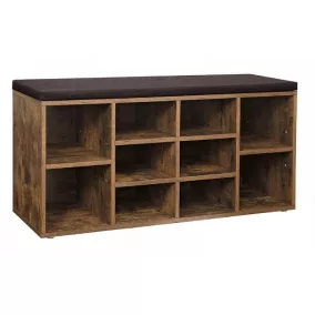   VASAGLE COPADION Rusztikus Cipőspad 10 Rekesszel és Párnázott Üléssel