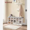 VASAGLE LHS15WT Cipős Pad 15 Rekeszes Tárolóval Párnázott Ülőfelülettel fehér szürke
