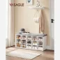   VASAGLE LHS15WT Cipős Pad 15 Rekeszes Tárolóval Párnázott Ülőfelülettel fehér szürke