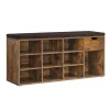 VASAGLE cipős pad fiókkal és nyitott rekeszekkel párnázott üléssel vintage barna 104 x 30 x 48 cm