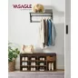   VASAGLE cipős pad fiókkal és nyitott rekeszekkel párnázott üléssel vintage barna 104 x 30 x 48 cm