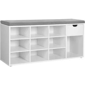   VASAGLE LHS021W01 cipős pad párnázott ülőkével fehér szürke