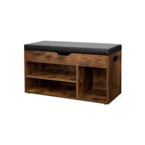   VASAGLE Cipős Pad Párnázott Ülőkével Rusztikus Barna 150 kg Teherbírás