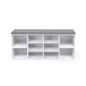   VASAGLE cipős pad 10 rekeszes tárolóval párnázott ülőfelülettel fehér 104 x 30 x 48 cm