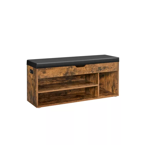 VASAGLE Rusztikus Cipőspad Párnázott Üléssel és Tárolóval