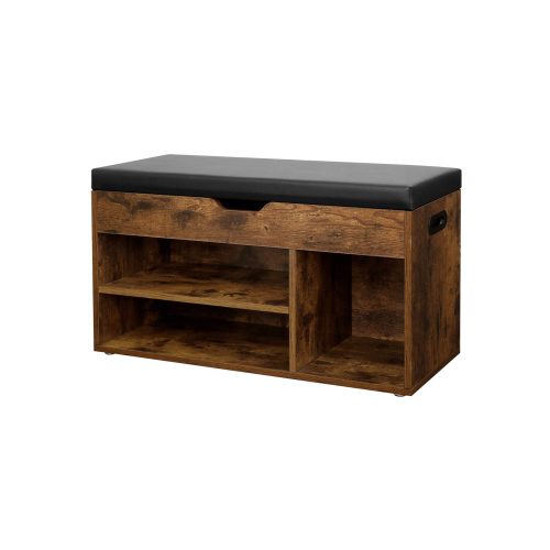 VASAGLE Rusztikus Cipőspad Párnázott Üléssel és Tárolóval