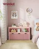 VASAGLE Gyerekszoba Tárolószekrény Rózsaszín Görgős Fiókokkal