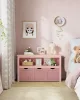 VASAGLE Gyerekszoba Tárolószekrény Rózsaszín Görgős Fiókokkal