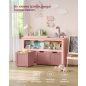   VASAGLE Gyerekszoba Tárolószekrény Rózsaszín Görgős Fiókokkal