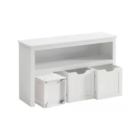   VASAGLE LHS380W01 Gyerek Tároló Szekrény MDF Fehér Kihúzható Tárolókkal