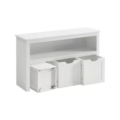 VASAGLE LHS380W01 Gyerek Tároló Szekrény MDF Fehér Kihúzható Tárolókkal
