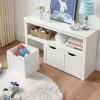 VASAGLE LHS380W01 Gyerek Tároló Szekrény MDF Fehér Kihúzható Tárolókkal
