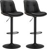 VASAGLE Elegance Állítható Magasságú Bárszék Szett Fekete PU Bőr Háttámlával