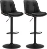 VASAGLE Elegance Állítható Magasságú Bárszék Szett Fekete PU Bőr Háttámlával