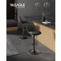  VASAGLE Elegance Állítható Magasságú Bárszék Szett Fekete PU Bőr Háttámlával