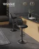 VASAGLE LJB095B01 bárszék szett 2 db magasságállítható forgó konyhai szék steppelt PU borítással háttámlával és lábtartóval tintafekete