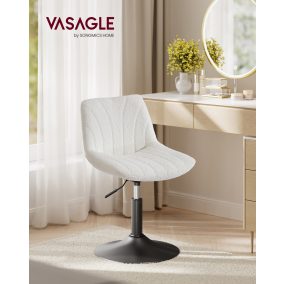   VASAGLE LJB160WD01 fésülködő szék támlával magasságállítható 360° forgatható sherpa huzat krémfehér