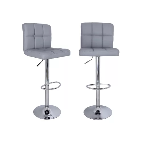 SONGMICS Állítható Magasságú Bárszék Szett Szürke PU Bőr Háttámlával