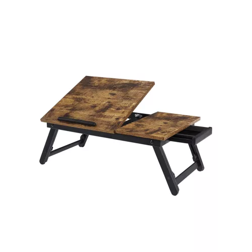 SONGMICS Állítható Laptop Asztal Rusztikus Barna Bambusz Lábakkal