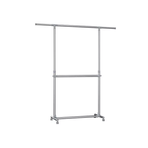 SONGMICS Állítható Dupla Ruhaállvány Szürke Rozsdamentes Acél