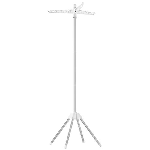 SONGMICS Forgatható Ruhaszárító Állvány Rozsdamentes Acél 27 Vállfás Fehér-Ezüst