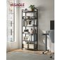  VASAGLE Industrial 6-Szintes Könyvespolc Acélvázas Állvány Ébenfa-Fekete