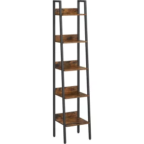   VASAGLE Ipari Stílusú Létrás Polc 5 Szintes Rusztikus Barna-Fekete