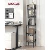 VASAGLE Létrapolc Keskeny Ipari Stílusú 5-Szintes Könyvespolc Rusztikus Barna-Fekete