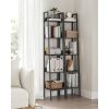 VASAGLE Létrapolc Keskeny Ipari Stílusú 5-Szintes Könyvespolc Rusztikus Barna-Fekete