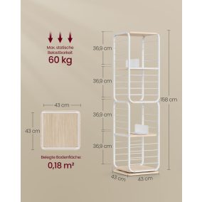   VASAGLE 360° Forgó Könyvespolc Természetes Bézs és Fehér Acélvázzal