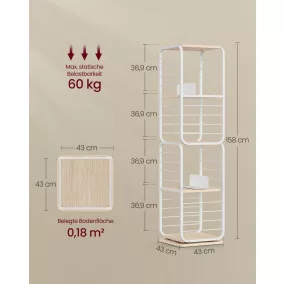   VASAGLE 360° Forgó Könyvespolc Természetes Bézs és Fehér Acélvázzal