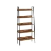 VASAGLE Ipari Létrás Könyvespolc 5-Szintes Rusztikus Barna-Fekete