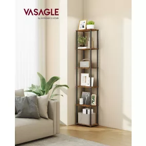   VASAGLE Superfast 6 szintes polcrendszer szerszám nélküli összeszerelés rusztikus barna és tintafekete