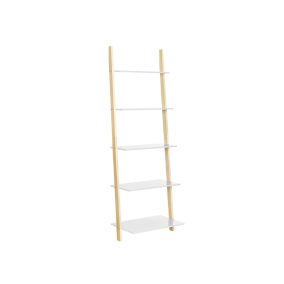   VASAGLE Létra Polc Skandináv Fenyő-Fehér 5-Szintes Könyvespolc